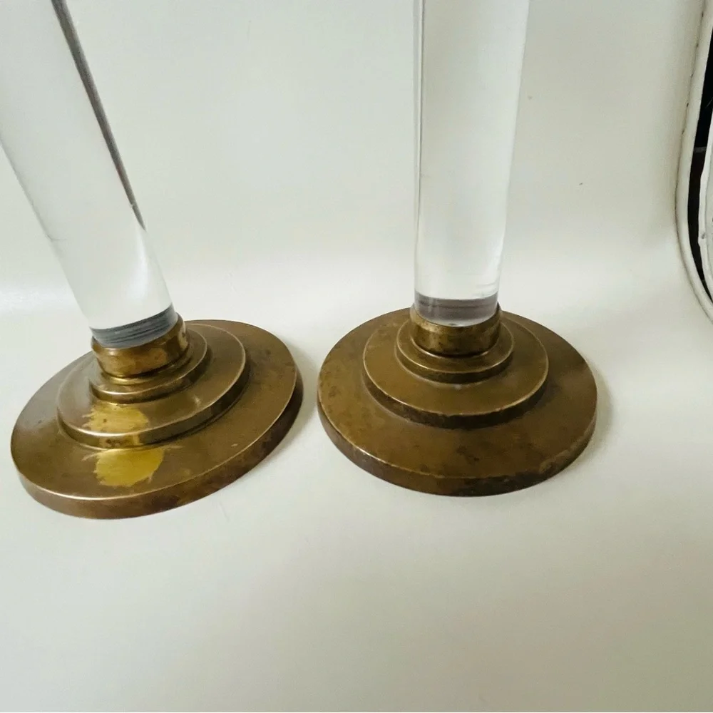 Elegant Brass and Glass Candle Holders